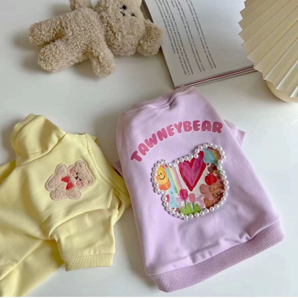 Áo nỉ Teddy dễ thương, Thích hợp cho Pomeranian và Bichon, Thiết kế chống xỉn màu, Quần áo thú cưng cho chó chui đầu mùa hè
