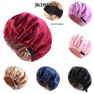 JKDESIGN Mũ Tóc Satin Giả Lụa Điều Chỉnh Nút Ngủ Có Thể Điều Chỉnh Mũ Ngủ