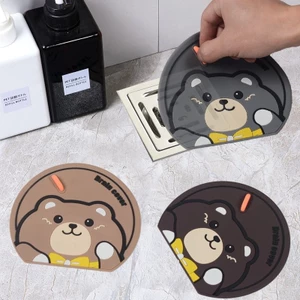 Miếng silicon đậy cống thoát sàn khử mùi hôi hình gấu dễ thương 15.5x14cm