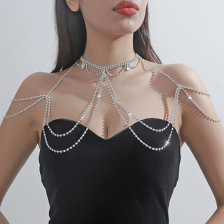 Kim cương giả Bikini Dây chuyền cơ thể sang trọng Sáng bóng Slim Belly Cross Body Chain