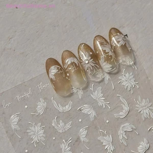 Dainty Dahlia Shape Miếng Dán Móng Tay Lập Thể Giảm Móng Tay Decal Trang Trí DIY Tăng Cường Keo Dán [vẻ Đẹp]