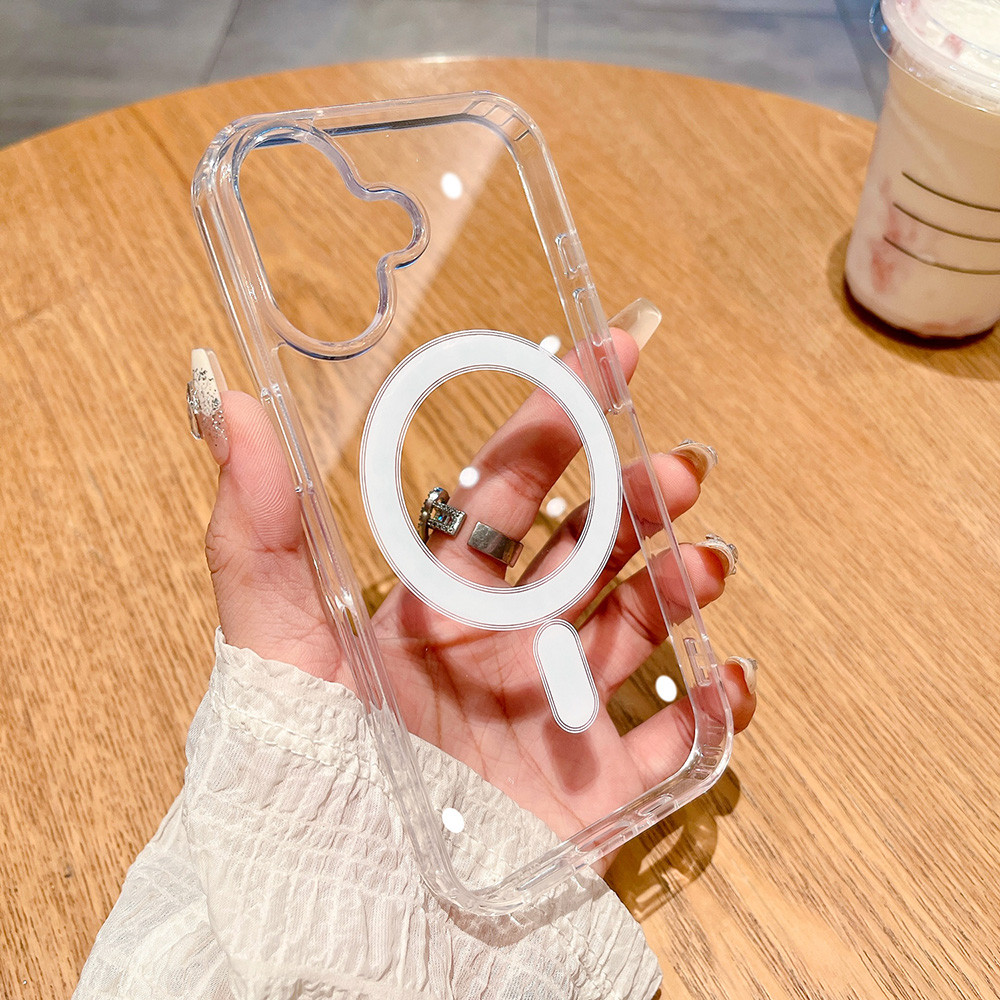 Ốp Điện Thoại Acrylic Từ Tính Trong Suốt Cho iPhone 17 Pro Max 16 15 14 13 12 11 Pro Max Bảo Vệ Toàn Diện Vỏ Bảo Vệ Chống Sốc