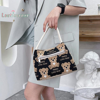 [Lostcorner] Túi đựng đồ ăn trưa hình gấu hoạt hình thời trang dành cho nữ Túi Tote sức chứa lớn Túi đựng đồ dã ngoại Túi đựng đồ ăn văn phòng ngoài trời di động [Mới]