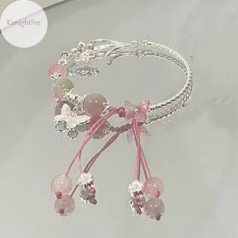 K2nightfee Mới Màu Hồng Pha Lê Hạt Vòng Tay Nữ sel Charm Vòng Tay Bé Gái Đảng Trang Sức Thời Trang Quà Tặng VN