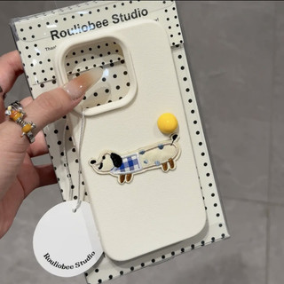 Ốp điện thoại da thêu sang trọng Dachshund cho iPhone16Pro MAX 15 14 13 12 11 Pro MAX IXS MAX XR XS Bảo vệ camera chống sốc Ốp lưng mềm