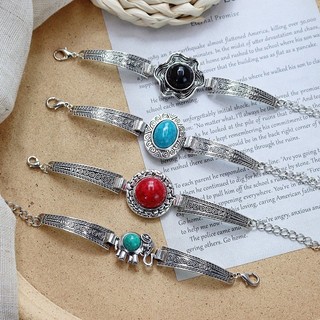 1 Chiếc Vòng Tay Đá Màu Retro Bohemian Cá Tính Kỳ Nghỉ Khí Chất Vòng Tay