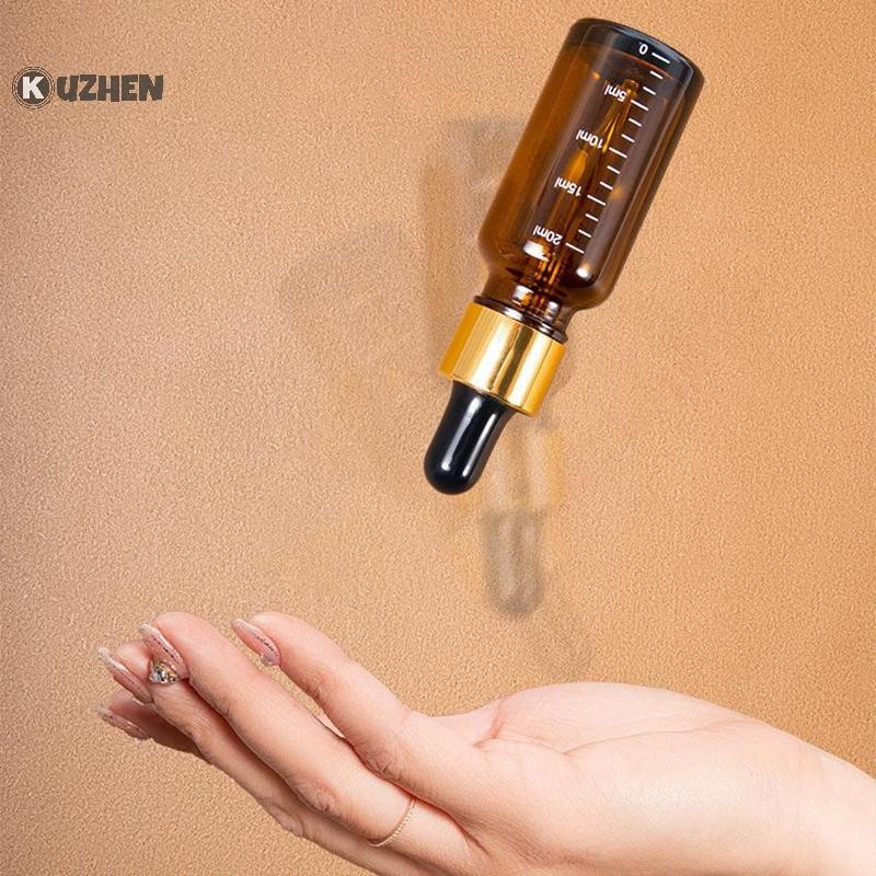 Kuzhen 5ml-100ml Chai nhỏ giọt có quy mô Thuốc thử Giọt mắt Kính màu hổ phách Chai pipet lỏng Chai có thể đổ lại Du lịch HOT