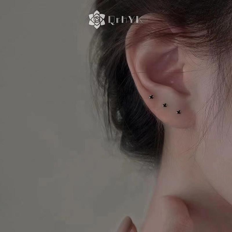 Qrhyk 1 Túi Thời Trang Hợp Thời Trang Bông Tai Zircon Cho Nữ Cô Gái Hình Học Hàng Ngày Bông Tai Nhỏ Xương Tai Móng Tay Trang Sức Phụ Kiện Mới