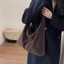 Túi Tote Slouchy CPINCP, Túi Da Lộn Màu Nâu Dây Kéo Cho Nữ, Túi Đeo Vai Dung Tích Lớn Mùa Đông