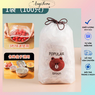 Túi 100 Màng Bọc Thực Phẩm Chất Liệu Nilon Co Giãn Hình Gấu