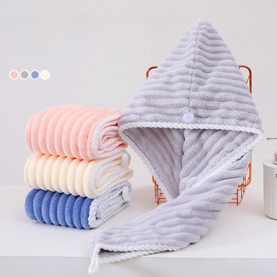 Mũ Ủ Tóc Siêu Thấm Hút Nhanh Khô, Khăn Lau Tóc Lọn Bông To Siêu Thấm | BigBuy360 - bigbuy360.vn
