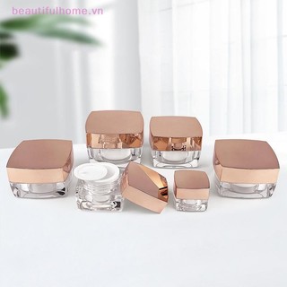 [Beautifulhome] Bình kem mặt rỗng vuông 5-50g Hộp đựng mỹ phẩm di động Chai mẫu Acrylic cho du lịch Thẩm mỹ viện Vật liệu đóng gói [làm đẹp]