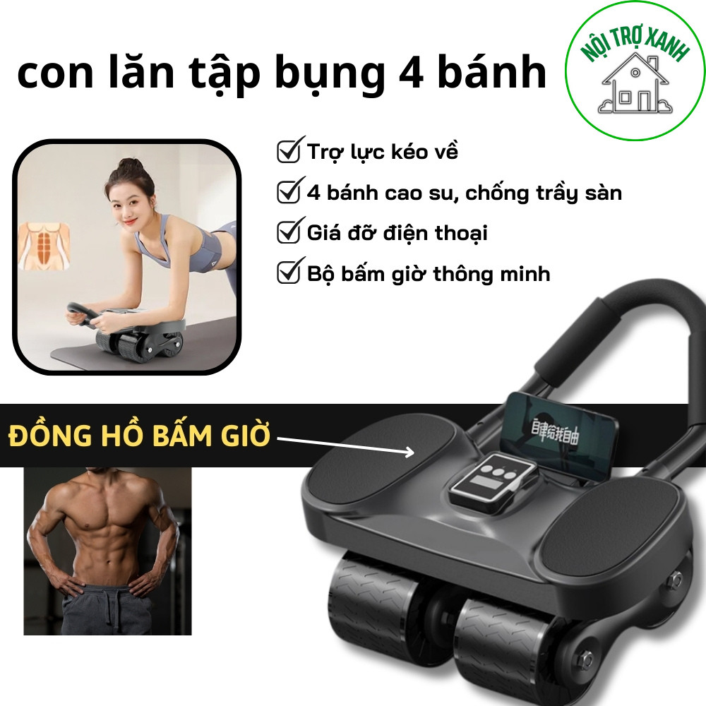 con lăn tập bụng thế hệ mới, tập plank tại nhà có trợ lực chống đổ, dụng cụ tập bung 2024