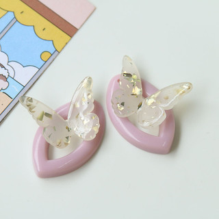 Phong cách Pháp HyunA bông tai acrylic trong suốt sequin bướm DIY phụ kiện tóc chất liệu ốp điện thoại bán buôn