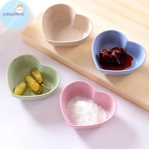 Pufangbliss Dễ Thương Tình Yêu Hình Trái Tim Lúa Mì Rơm Bát Ăn Nhẹ Đĩa Nhỏ Đồ Dùng Nhà Bếp VN