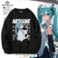 Cotton Size Lớn Dài Tay Hatsune Miku Thu Đông Nam Nữ Plus Nhung Mỏng Phong Cách Cổ Tròn In Hình Tất Cả Trận Đấu