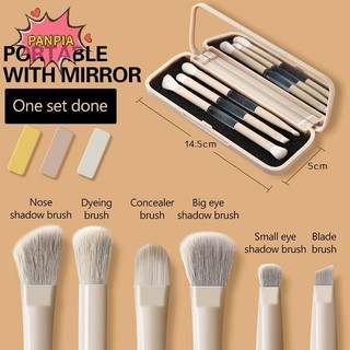 [PNPIA] Bộ cọ phấn mắt hai đầu di động có hộp đựng và gương trang điểm Bàn chải trang điểm du lịch Làm sạch miếng bọt biển Dụng cụ làm đẹp VN