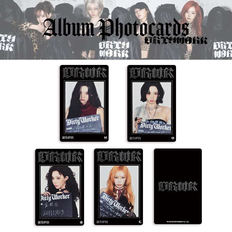 HK1 4 Cái / bộ Thẻ AESPA KARINA LOMO Album Đơn Dirty Work Bưu Thiếp Bộ Sưu Tập Ngôi Sao Ngoại Vi KH1