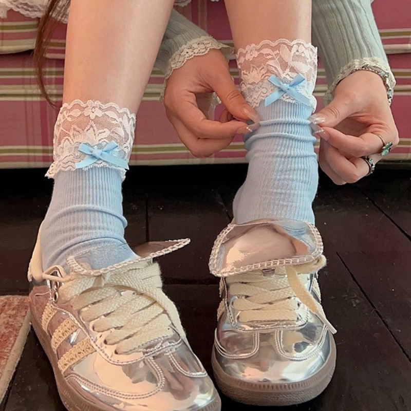 🔥Còn hàng🔥Vớ trung dài Lolita ren, cotton thoáng khí, phong cách ballet dễ thương