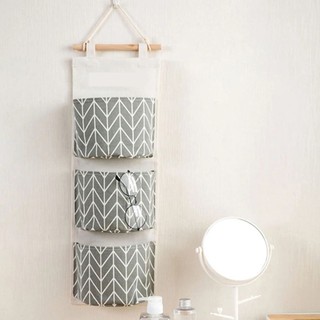 Tổ chức treo WOAY, 3 túi Túi đựng đồ treo chống nước, Túi đựng đồ lặt vặt bằng vải lanh Cotton dung tích lớn treo tường Trang trí nội thất