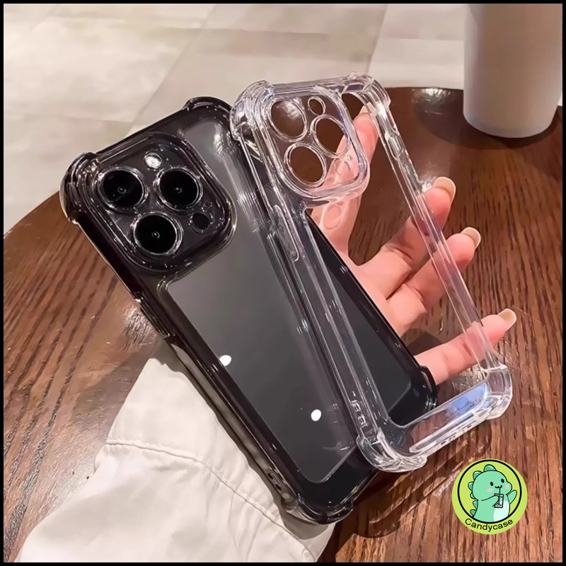 Vỏ AirBag Màu Đen Cho OPPO Reno 14 13 11 10 8 Pro Plus 9 8T 7 6 5 6Z 5Z 4Z 4 Find X8 Pro X8S Plus X7 Ultra X3 Lite 5G 4G Ốp Lưng Dễ Thương Đơn Giản Mềm Mại Trong Suốt Chống Sốc Ốp điện thoại