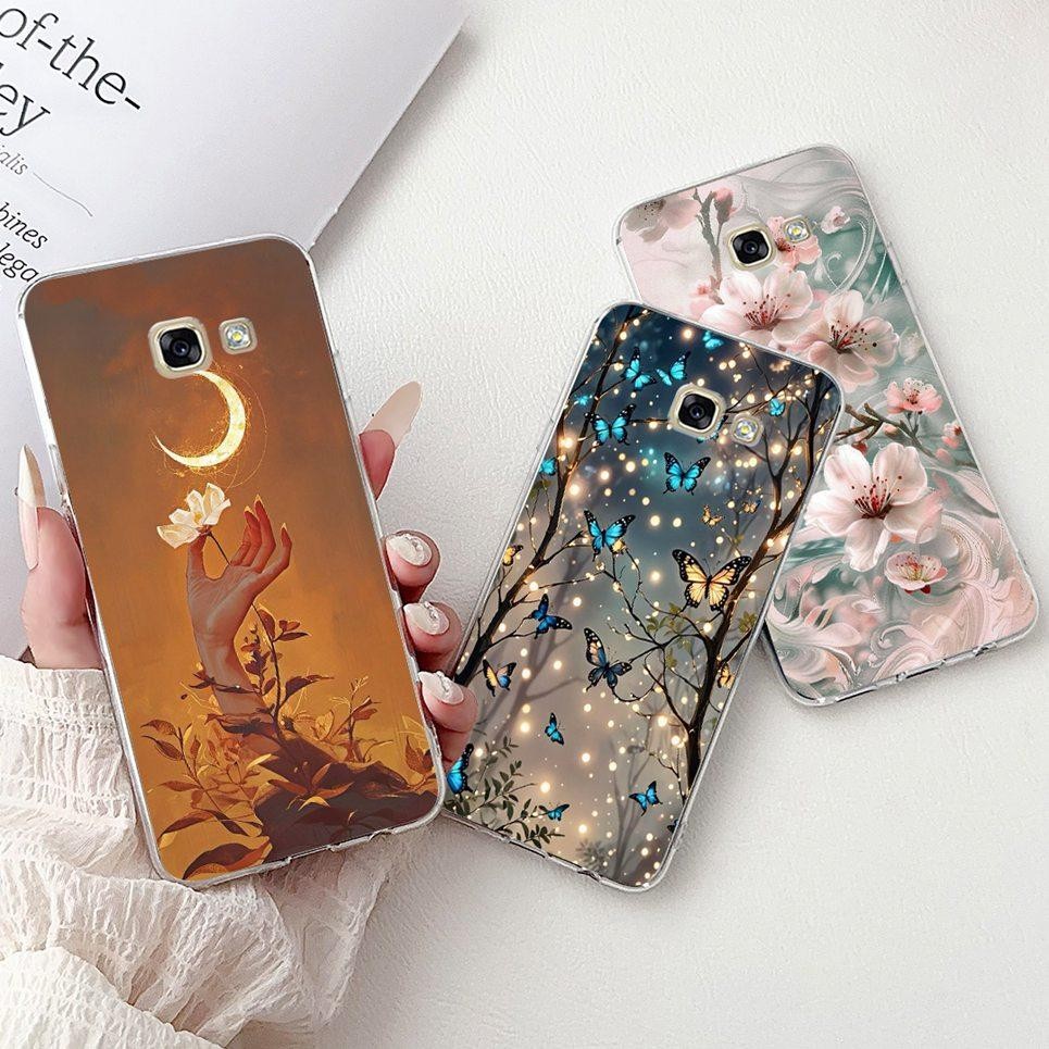 Ốp Lưng Cho Samsung Galaxy A5 2017 Ốp Điện Thoại Samsung A5 2016 Hoa Sang Trọng Bướm Rồng Động Vật In Hình Trong Suốt Mềm Mại Ốp Lưng