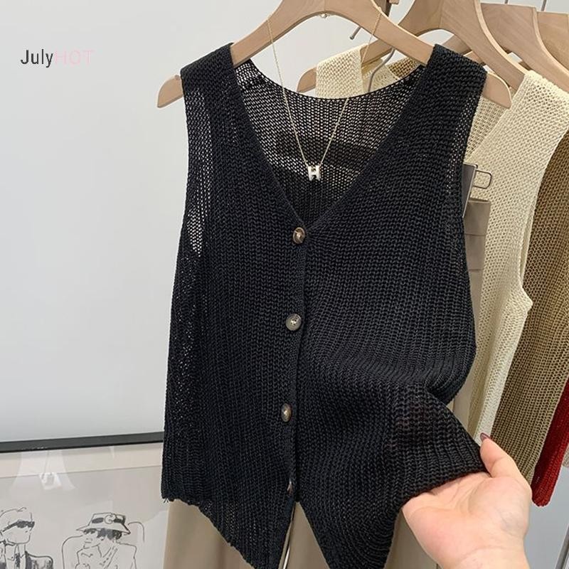 Áo Vest Cổ Chữ V Mùa Hè from Hàn Quốc, Made from Cotton và Lanh, Thiết Kế Màu Trơn Phù Hợp Thời Trang