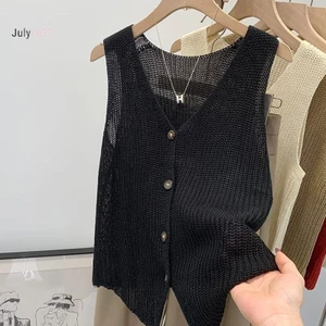 Áo Vest Cổ Chữ V Mùa Hè from Hàn Quốc, Made from Cotton và Lanh, Thiết Kế Màu Trơn Phù Hợp Thời Trang