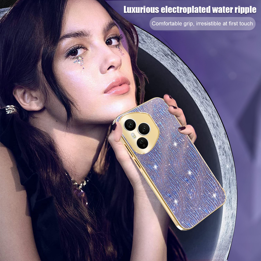 Dành Cho Honor 400 Pro Honor400 Honor400Pro 400Pro 5G gợn Nước Sang Trọng Mạ Điện Cô Gái Vàng Vỏ Điện Thoại Chống Sốc Bảo Vệ Mặt Sau Bìa Cứng