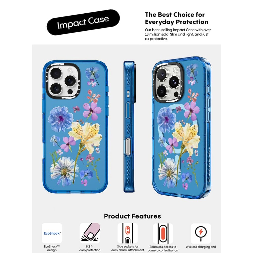 CASECASE X Hoa Bó Hoa Ốp Lưng Bầu Trời Màu Xanh Trong Suốt Cứng Hút Từ Tính Tác Động Dành Cho Apple IPhone 12 13 14 15 16 Pro Max Plus Có Hộp