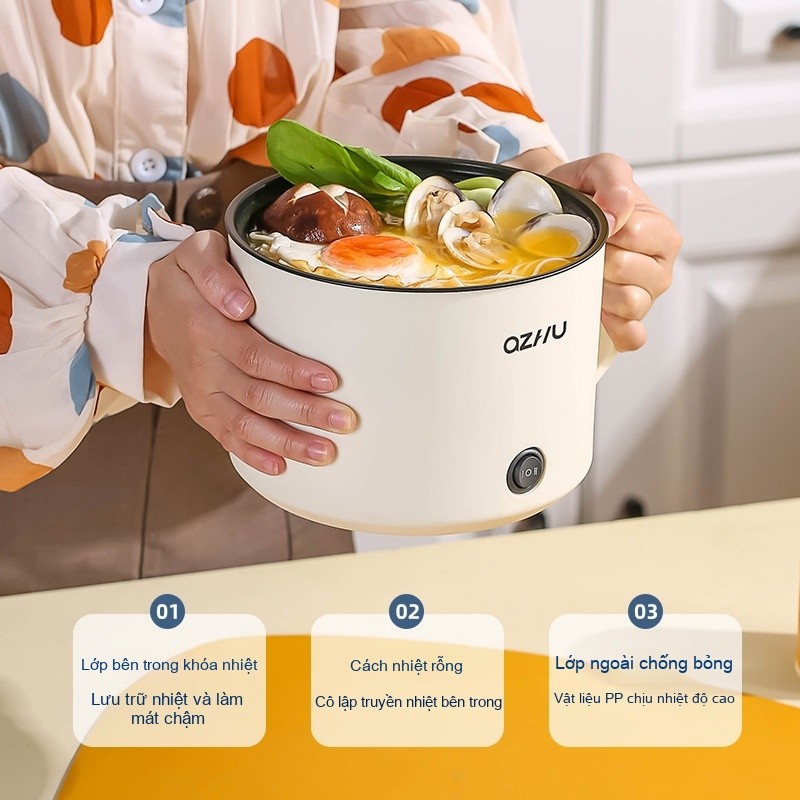 Nồi điện đa năng không dính mini - 1-2 người dùng, nấu cơm/xào món 1 thể, dễ lau chùi dùng gia đình/ký túc xá