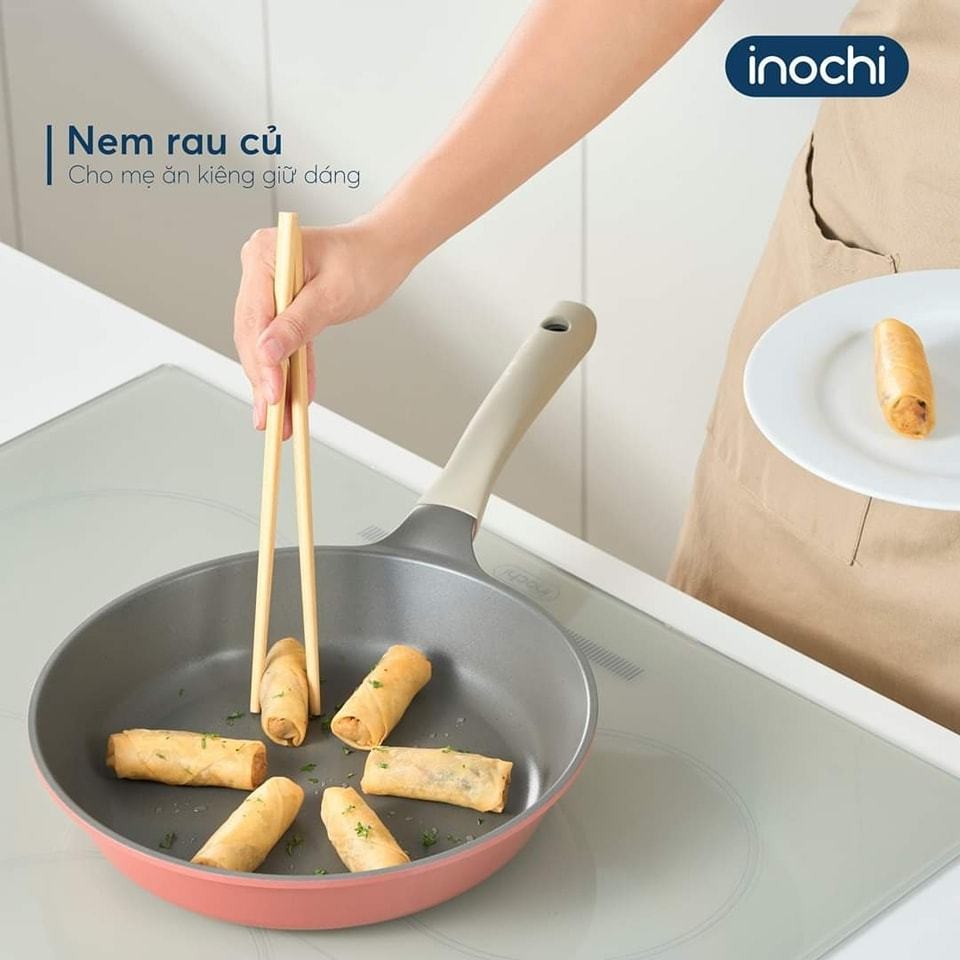 Chảo vân đá OMI GREY INOCHI phủ lớp chống dính PTE Megastone cao cấp, dùng cho mọi loại bếp