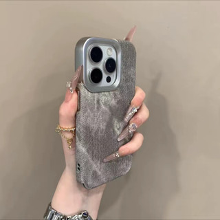 Ốp Điện Thoại Họa Tiết Denim Mạ Điện Sang Trọng Cho iPhone16 15 14 13 12 11 Pro Max Chống Sốc Bảo Vệ Camera Ốp Lưng Mềm Chống Rơi