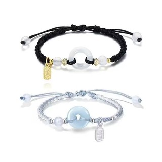 Vòng Tay Cặp Đôi Khóa An Toàn với Dây Bện May Mắn