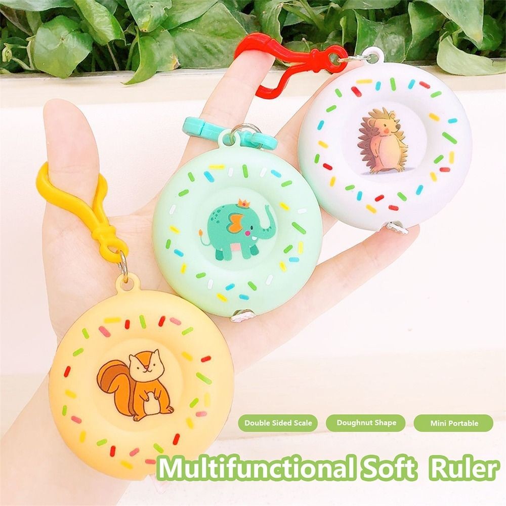Thước da mềm SAIA, Thước đo băng keo hình hạt dẻ dài 2M, Thiết kế dễ thương Một cú nhấp chuột Rebound Quần áo da mềm Thợ may Thước thủ công Dự án thủ công