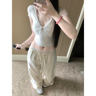 Áo Baby Tee Ren Cổ V Tay Ngắn Ôm Body Tôn Dáng - Vải Mềm Không Xù - MUJIELLA Hàng Mùa Hè - MUJI2025080304