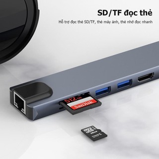 USB C Type 3.0 Cổng Độ + PD100W 8In1 HDMI Hub Laptop Chia phù hợp mọi gia đình PC Cao TypeC hàng chính hãng RJ45 TF SD