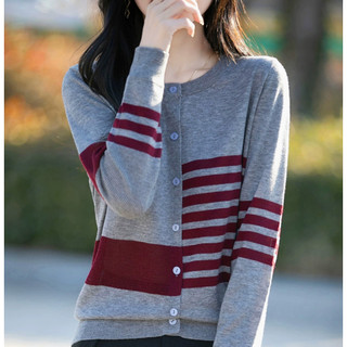 Áo Cardigan Sọc Tay Dài Cổ Tròn Cho Nữ, Phù Hợp Đi Làm, Thiết Kế Mỏng