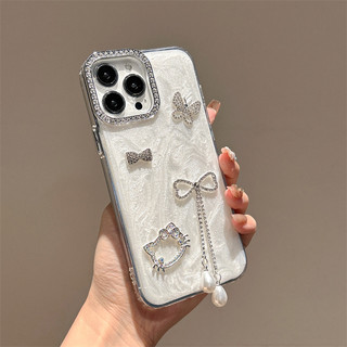 Cương Trai Nơ Mặt Dây Chuyền Trắng Epoxy Wrsit Dây Xích Ốp Lưng Điện Thoại iPhone 16Promax 16Pro 12 13 14 15 Promax 11 15Plus Chống Sốc Sang Trọng Nữ Điện Thoại Di Động