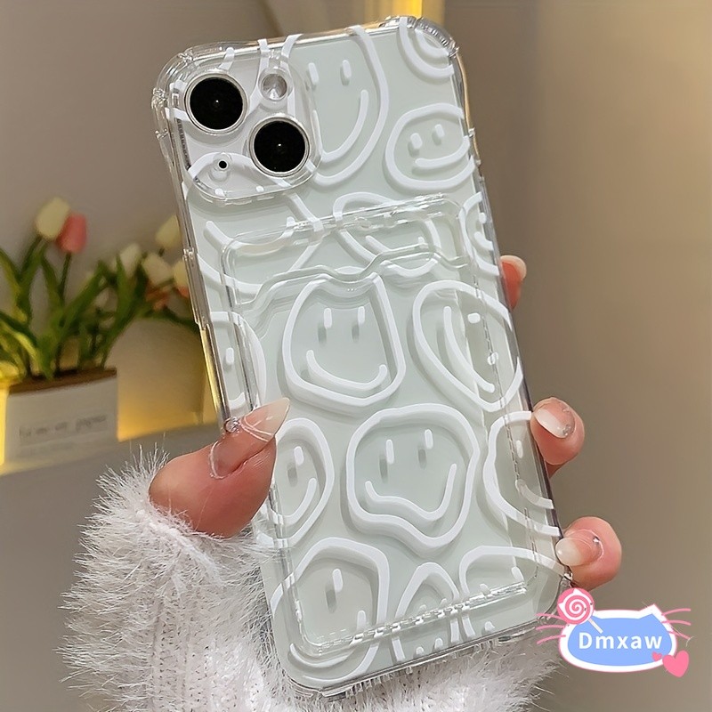 Ốp Điện Thoại Mặt Cười Cho Realme 14 10 9 Pro Plus 9i 6i 5 5s 5i C21Y C20 C20A C12 C2 5G 4G Vỏ Đựng Thẻ Chống Sốc Bốn Góc Vỏ Mềm Trong Suốt