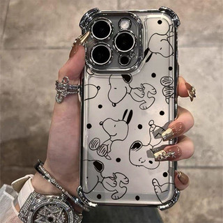 Ốp Điện Thoại Cho OPPO A78 A38 A18 A17 A16 A15 A15S A3 PRO A76 A96 A57 2022 A54 A58 A52 A72 A92 A53 A33 2020 Bao Túi Khí Dễ Thương Snoopy Rõ Ràng Hoạt Hình Mạ Mềm Mạ Điện