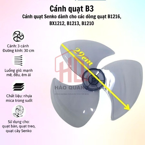 Cánh Quạt 3 Cánh B3 Lỗ Tròn – Phụ Kiện Thay Thế Cho Quạt B3