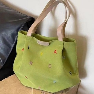 Túi Tote sinh viên MEGOCE, Túi đeo vai dung tích lớn nhẹ, Túi xách nữ thêu chữ di động dành cho nữ