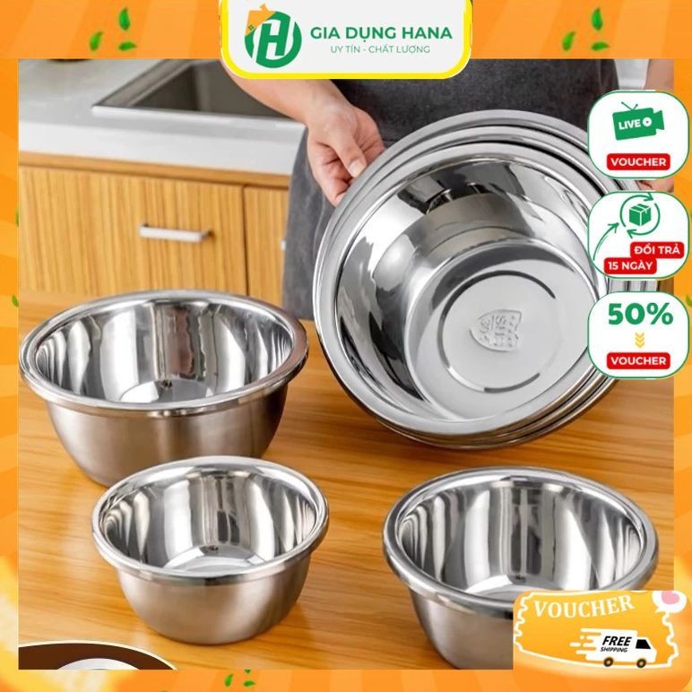 Thau inox đa năng inox 304 - Chậu inox cao cấp dày dặn có viền cầm tay ...