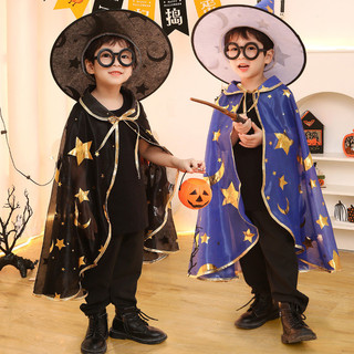 Halloween Trẻ Em Áo Khoác Mũ Bộ Ảo Thuật Gia Áo Khoác Trang Phục Hóa Trang Halloween Đạo Cụ