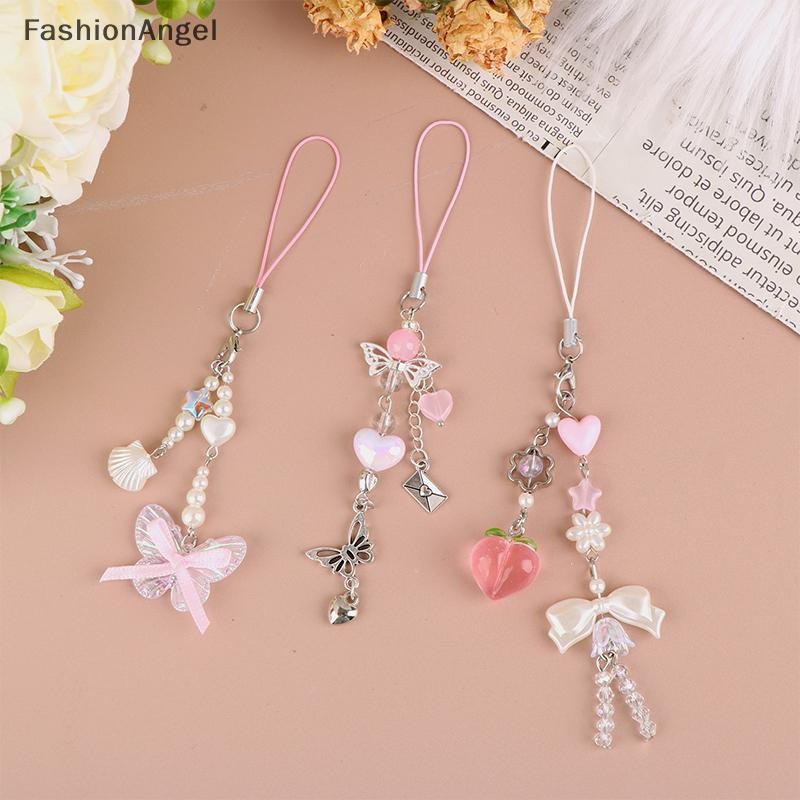 FashionAngel Bowknot Dây Xích Điện Thoại Trái Tim Mặt Dây Chuyền Tai Nghe Dây Chống Mất Dây Đeo Túi Trang Trí VN