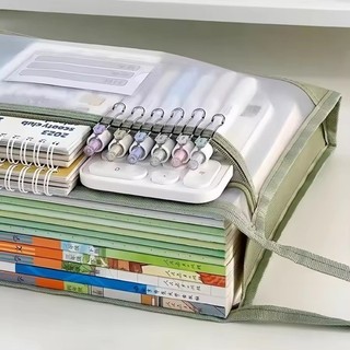 Lưới Mới Homework Túi Bảo Quản Dung Tích Lớn Hai Lớp Lưới Dây Kéo Túi Đa Năng Di Động Thư Mục Tập Tin Văn Phòng