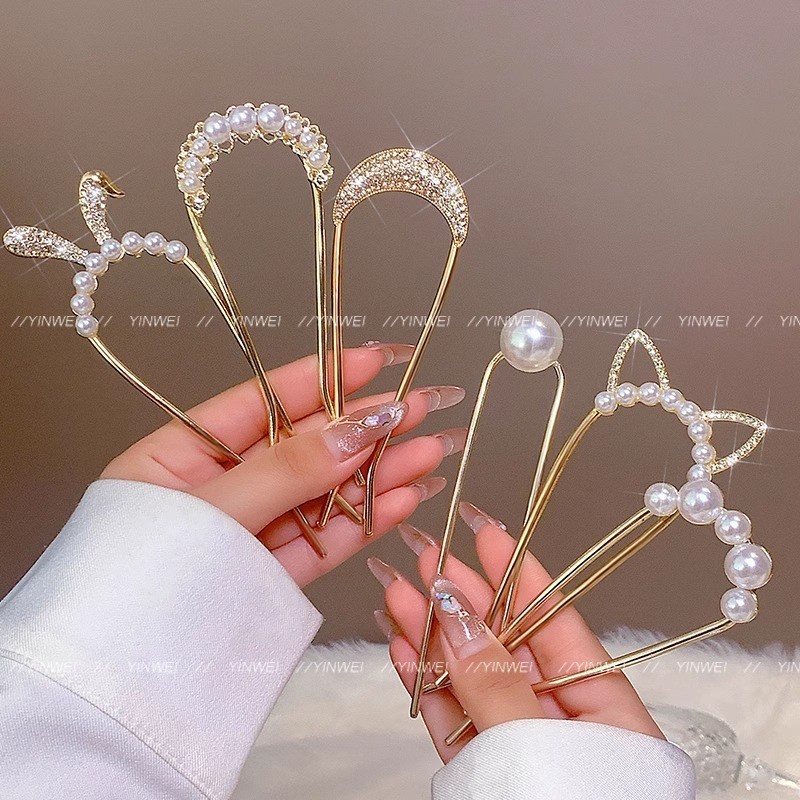 Kẹp tóc hình chữ U ngọc trai Hàn Quốc Hàn Quốc 2026 Kẹp tóc cao cấp đơn giản phong cách mới