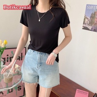 Áo thun nữ modal cotton mùa hè tay ngắn màu trắng áo trơn dáng rộng áo thun nữ Áo sơ mi thường ngày