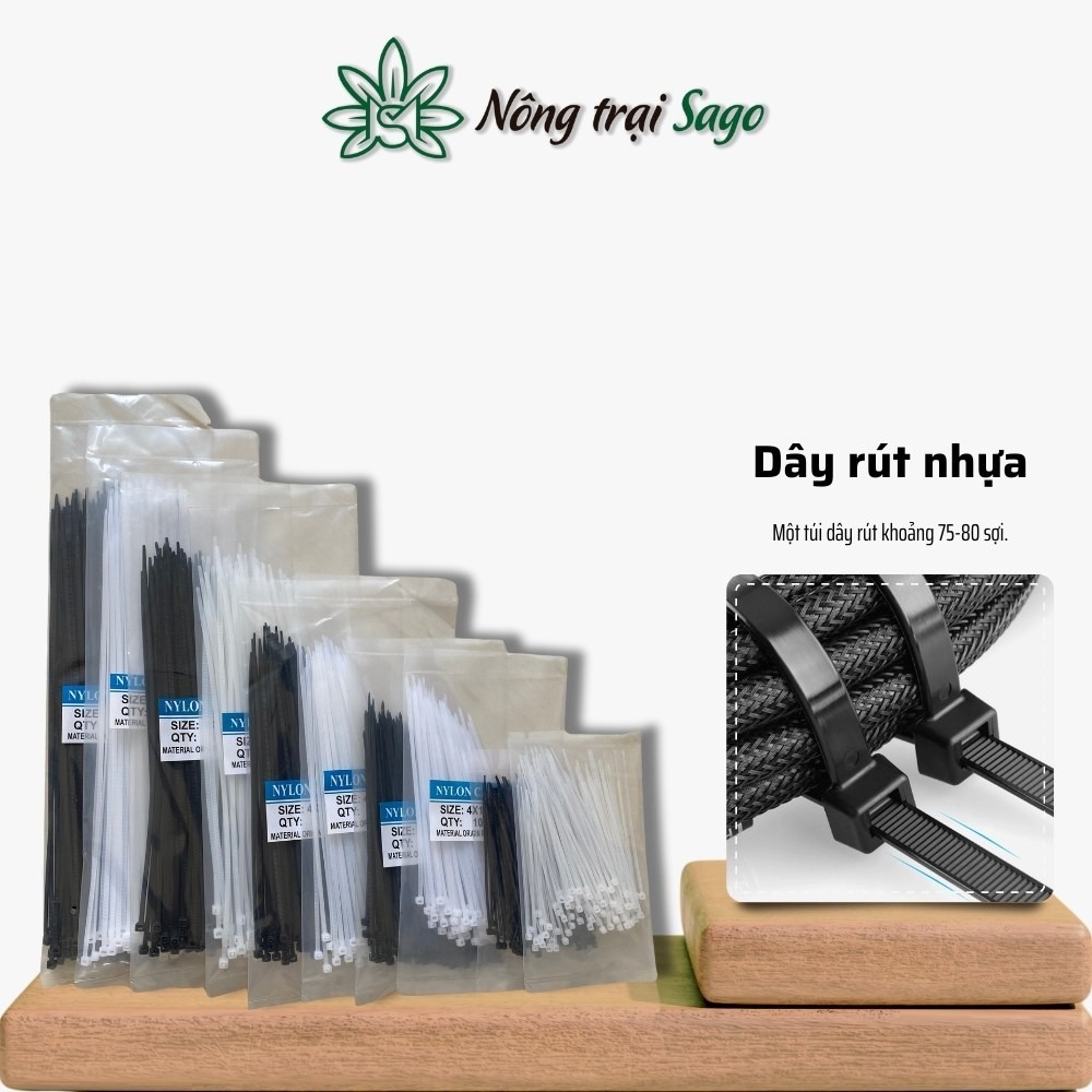Dây Rút Nhựa Trắng/Đen (Túi 70-80 sợi) - Dây thít nhựa cố định đồ dùng ...